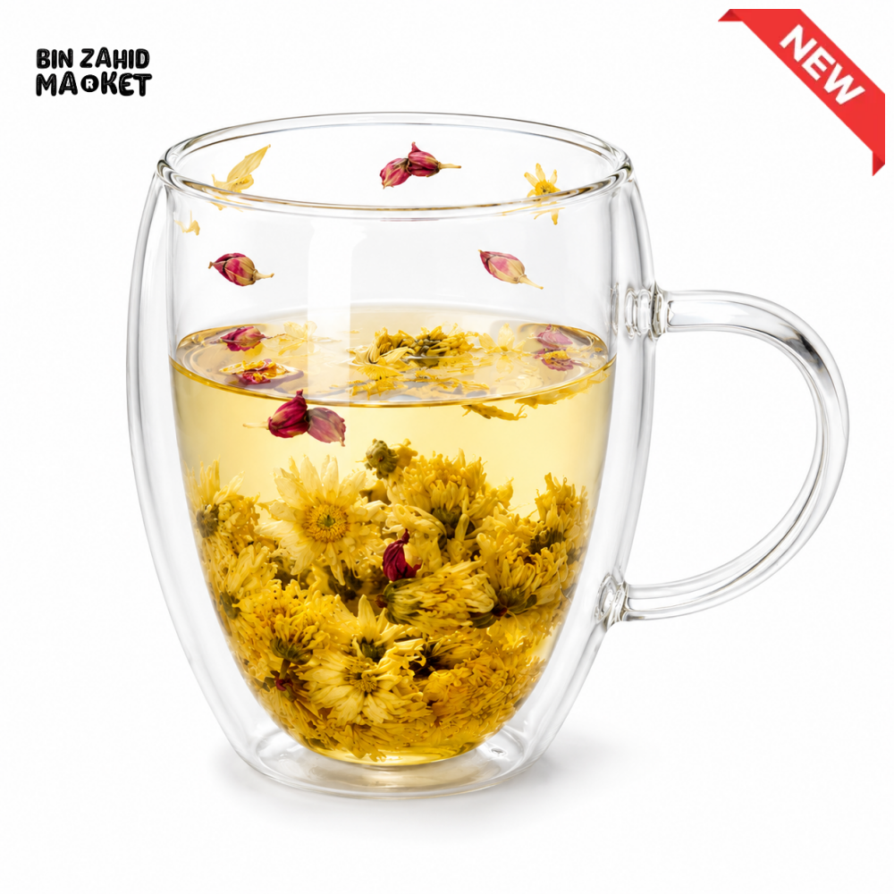 DOUBLE WALL GLASS TEA MUG - 350 ML