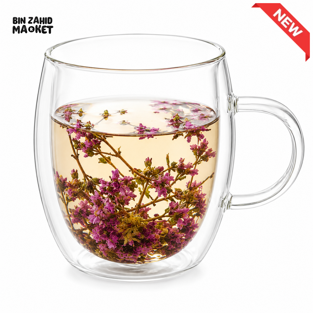 DOUBLE WALL HERBAL GLASS TEA MUG - 350ML