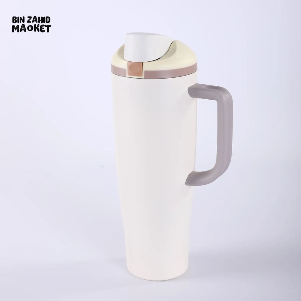 DOUBLE-WALL STAINLESS STEEL TRAVEL CAR CUP 40 OZ – INSULATED PORTABLE MUG WITH LID & ICE RETENTION