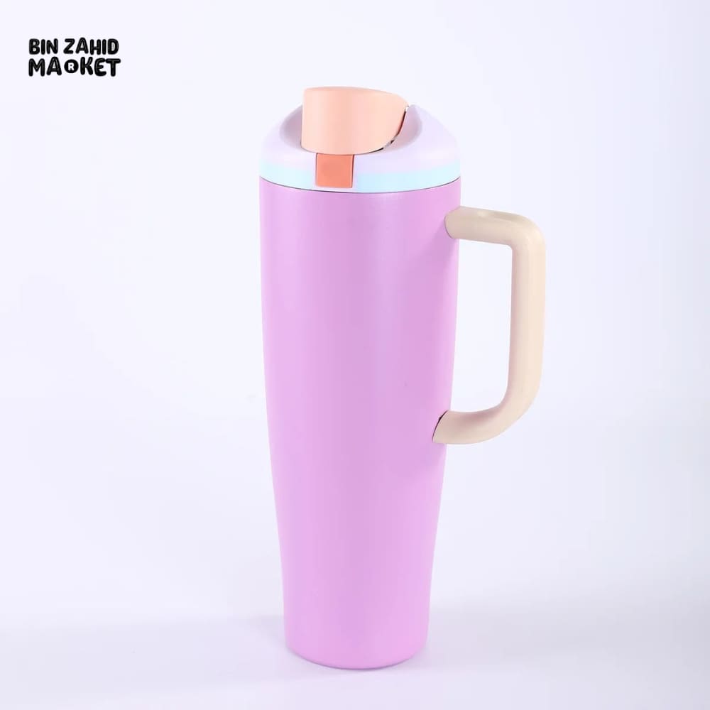 DOUBLE-WALL STAINLESS STEEL TRAVEL CAR CUP 40 OZ – INSULATED PORTABLE MUG WITH LID & ICE RETENTION