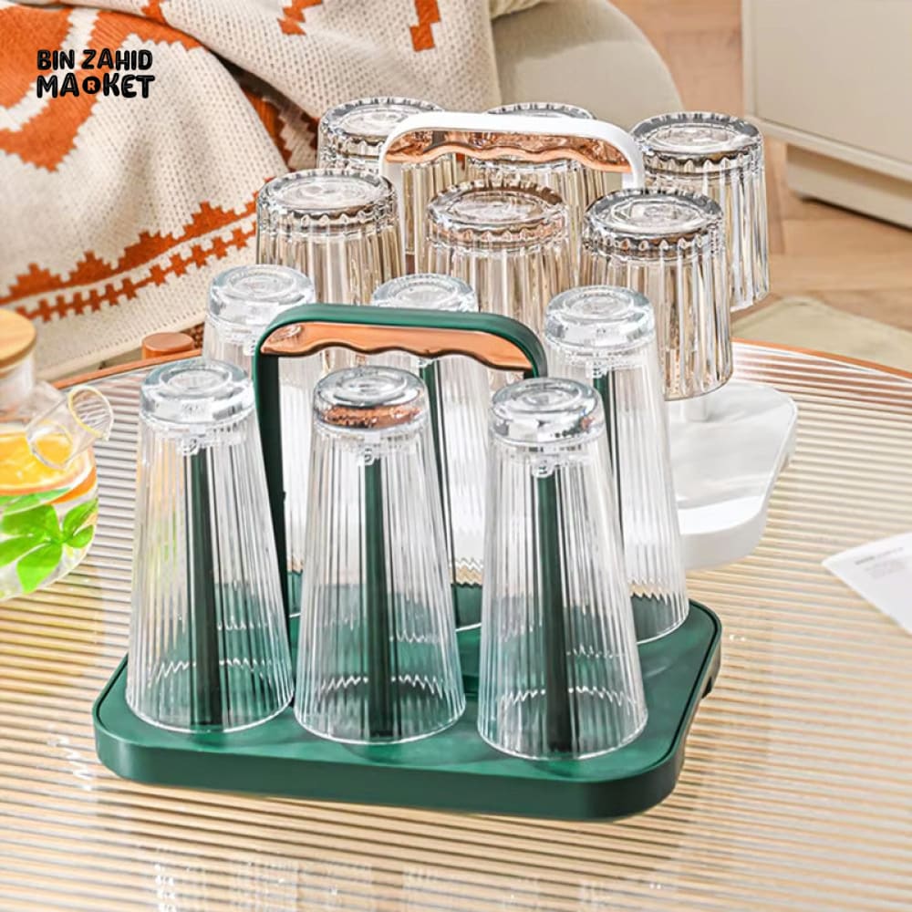 DRAINING CUP HOLDER WITH HANDLE WATER-RESISTANT DRYING STAND FOR BATHROOM OR KITCHEN USE