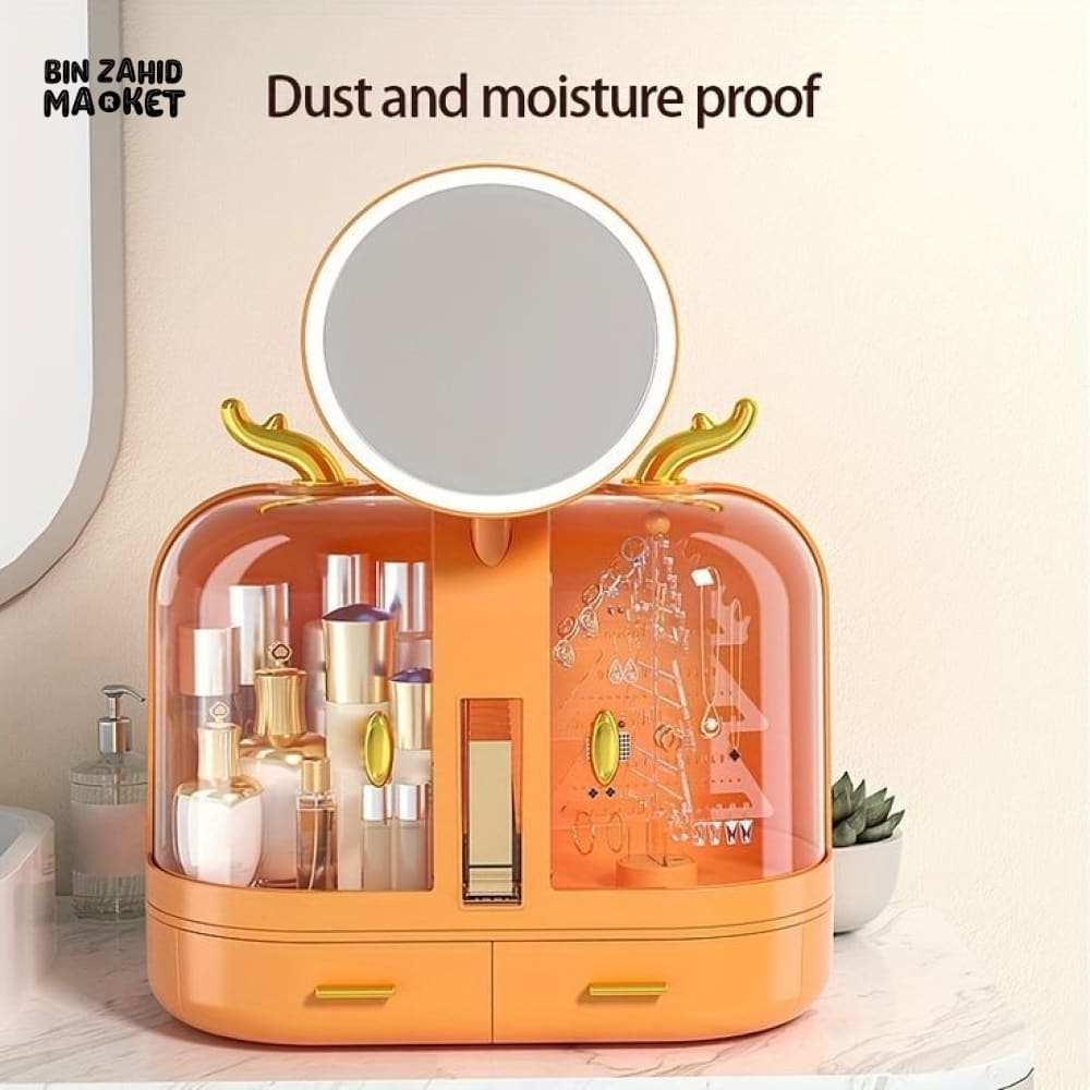 DUAL DOOR DESKTOP LED COSMETIC ORGANIZER