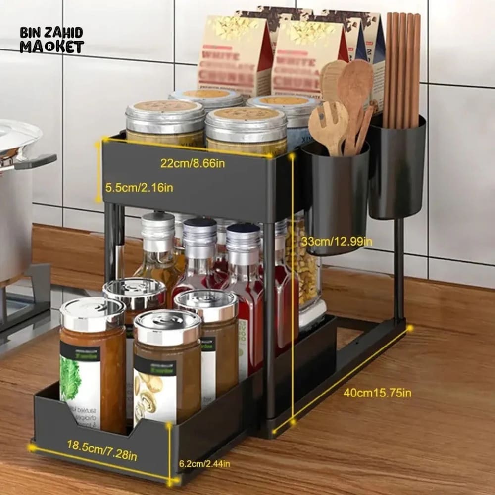DUAL LAYERS KITCHEN SEASONING STORAGE RACK