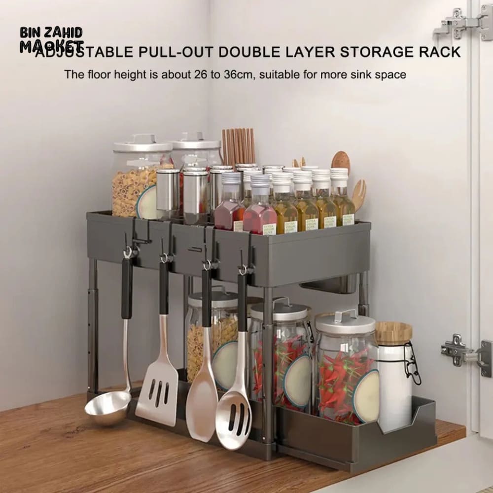 DUAL LAYERS KITCHEN SEASONING STORAGE RACK