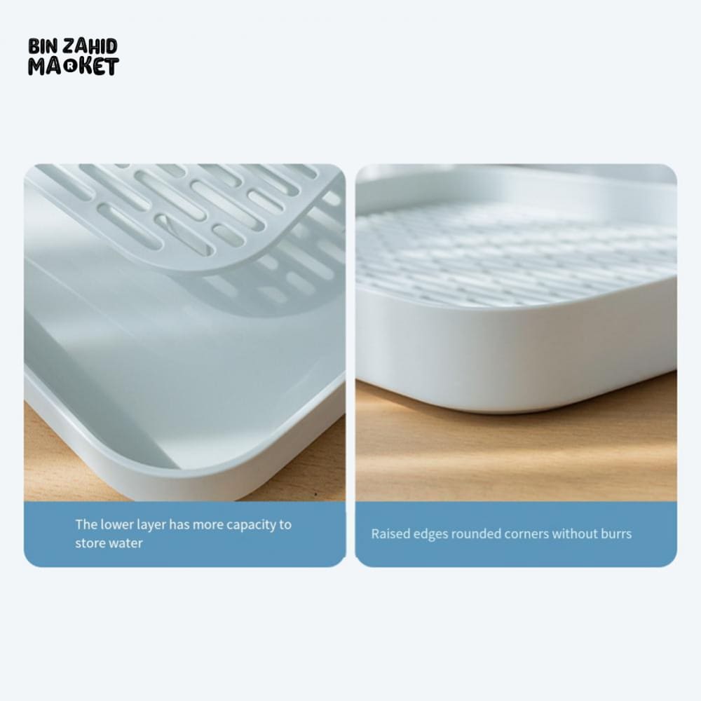 DURABLE KITCHEN DRAIN TRAY – DOUBLE-LAYER DESIGN FOR VEGETABLES DISHES & TEAWARE