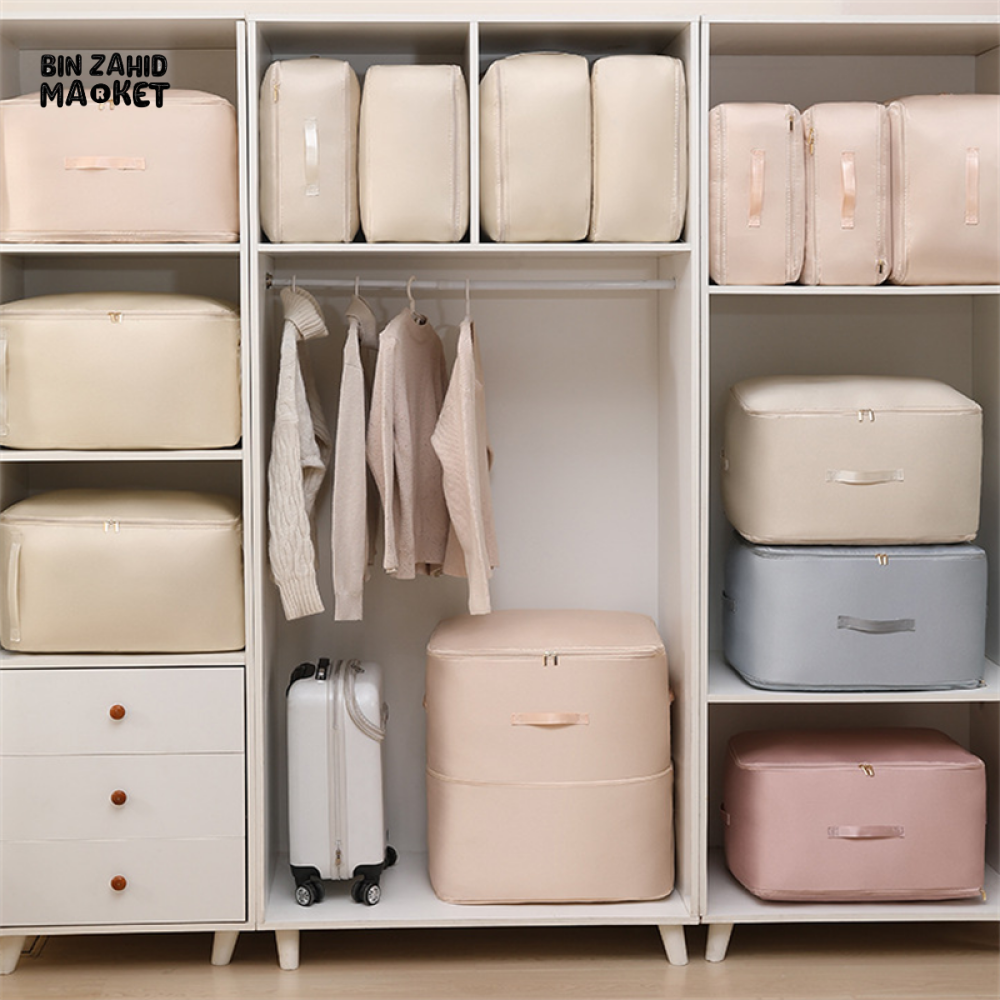 DURABLE SELF COMPRESSING STORAGE BAG – PORTABLE ORGANIZER FOR CLOTHES BLANKETS & QUILTS PERFECT FOR CLOSET ORGANIZATION