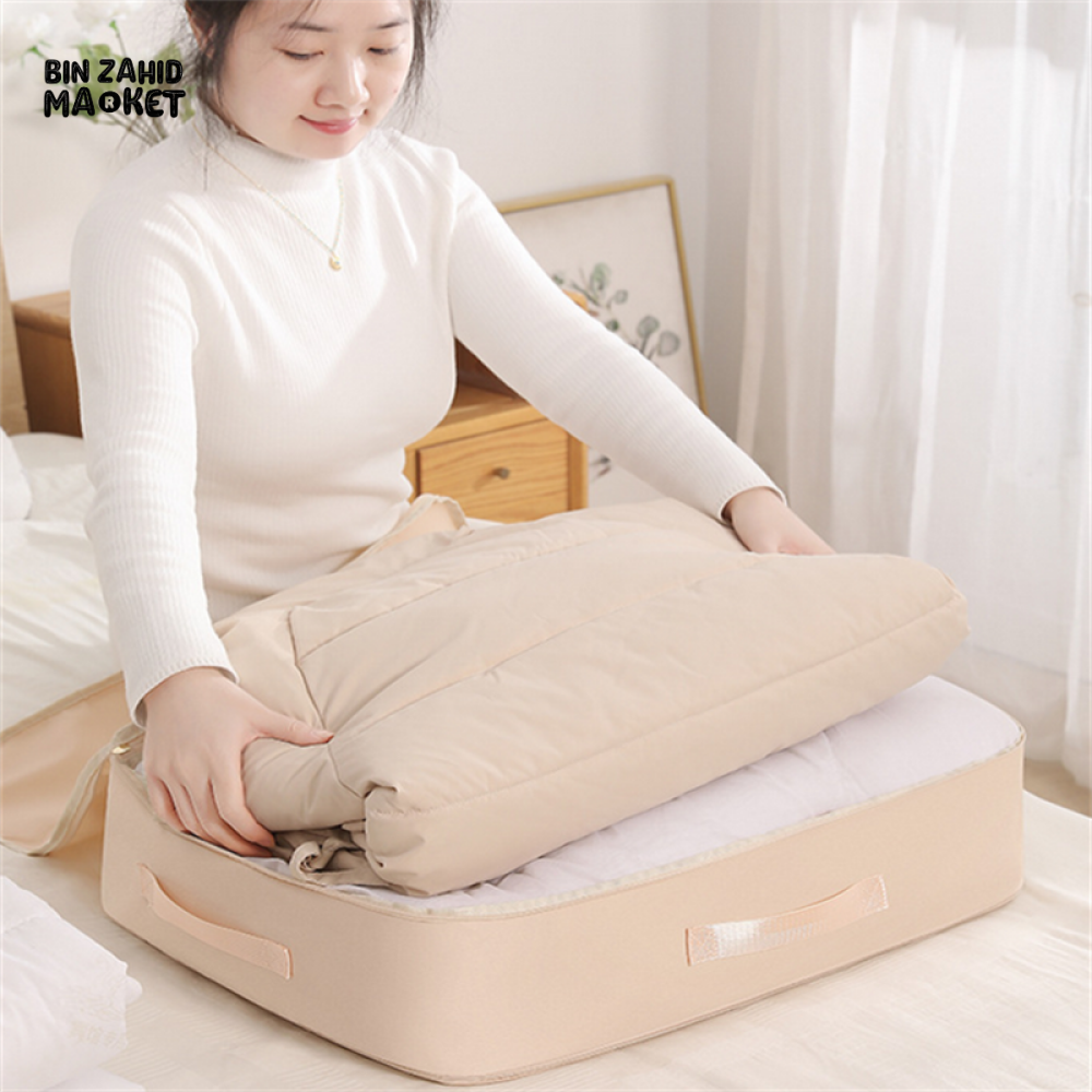 DURABLE SELF COMPRESSING STORAGE BAG – PORTABLE ORGANIZER FOR CLOTHES BLANKETS & QUILTS PERFECT FOR CLOSET ORGANIZATION