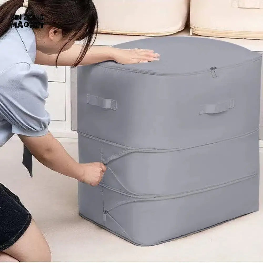 DURABLE SELF COMPRESSING STORAGE BAG – PORTABLE ORGANIZER FOR CLOTHES BLANKETS & QUILTS PERFECT FOR CLOSET ORGANIZATION