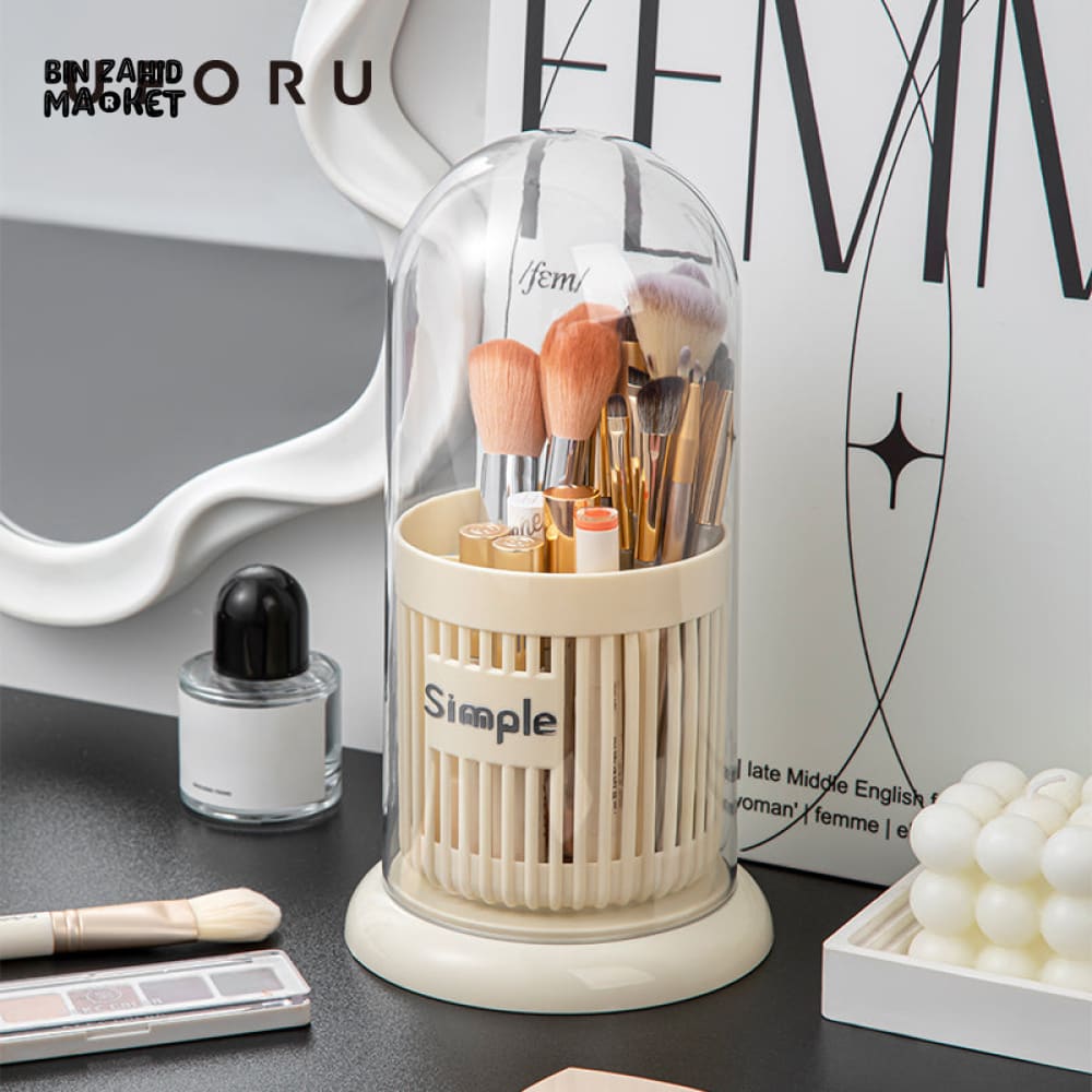 DUSTPROOF COSMETIC ORGANIZER – BRUSH STORAGE BUCKET WITH CLEAR LID