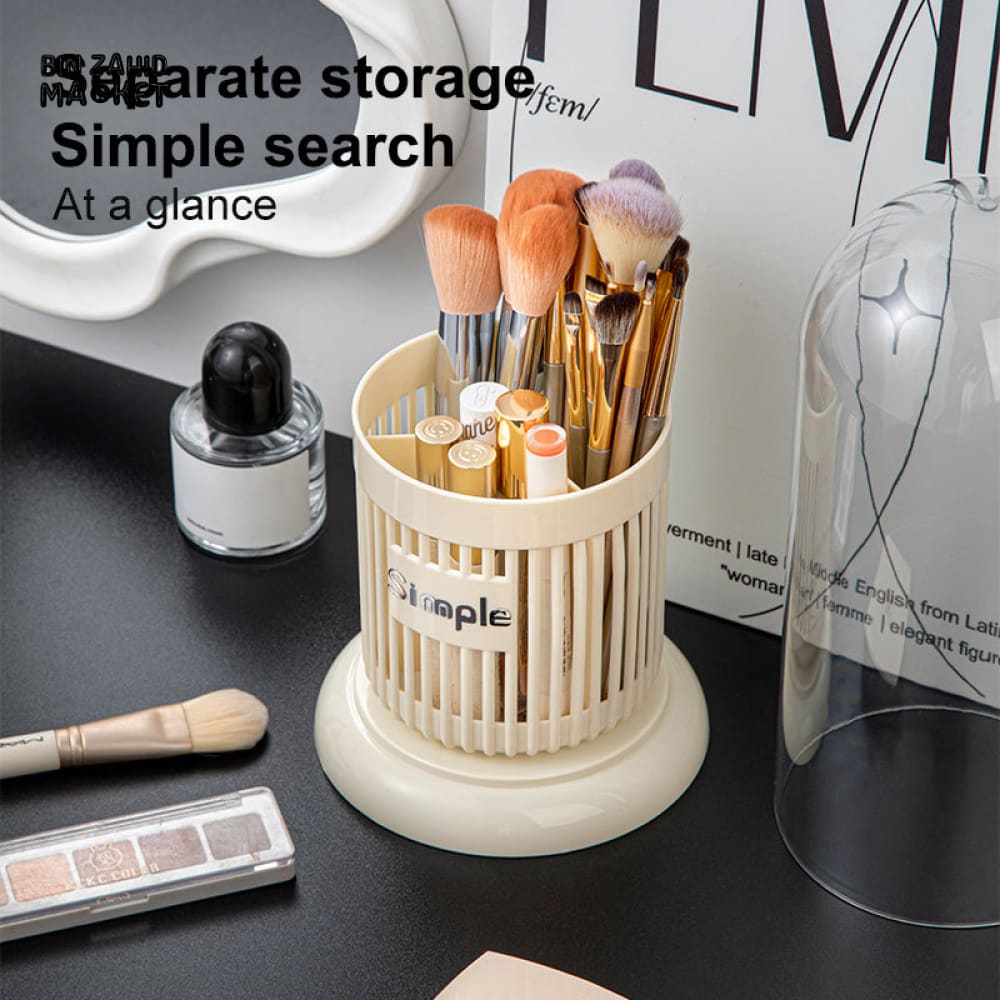 DUSTPROOF COSMETIC ORGANIZER – BRUSH STORAGE BUCKET WITH CLEAR LID