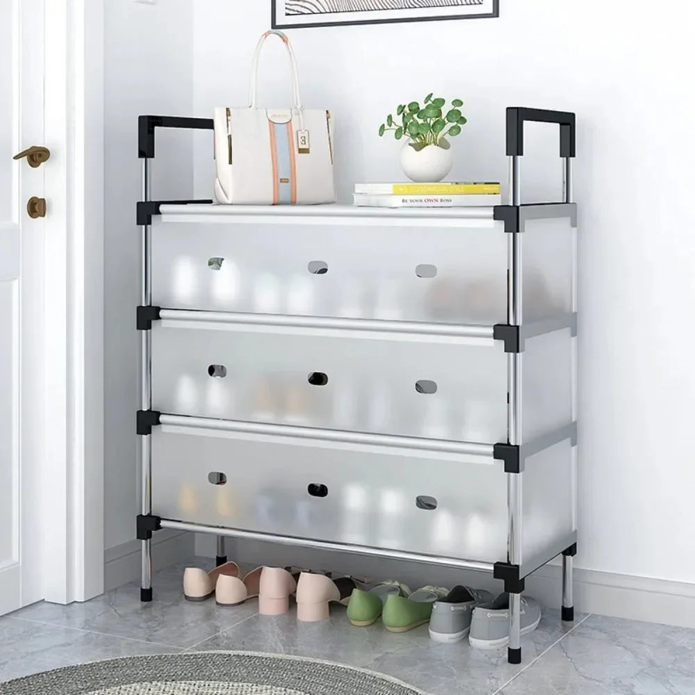 DUSTPROOF SHOE ORGANIZER RACK HEAVY DUTY STORAGE STAND FOR SHOES HEELS TOYS & MORE – HALLWAY DORM & GARAGE - 3 LAYER