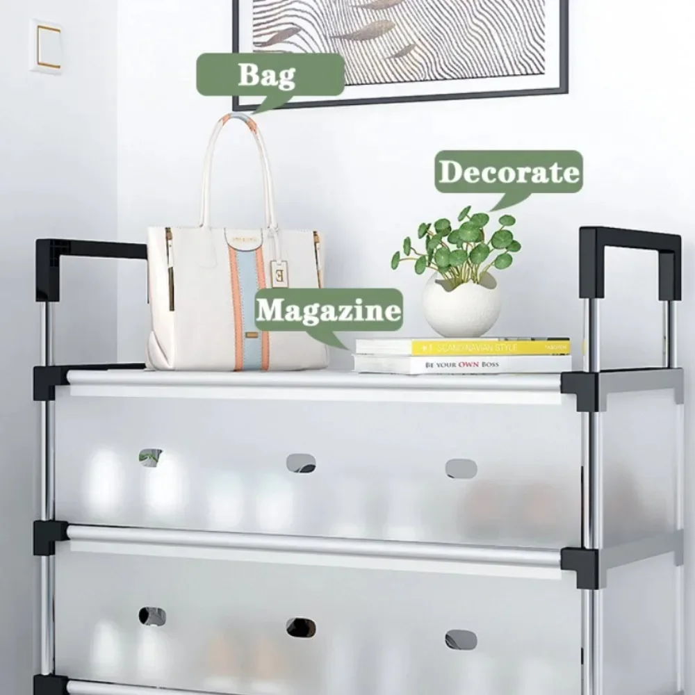 DUSTPROOF SHOE ORGANIZER RACK HEAVY DUTY STORAGE STAND FOR SHOES HEELS TOYS & MORE – HALLWAY DORM & GARAGE - 3 LAYER