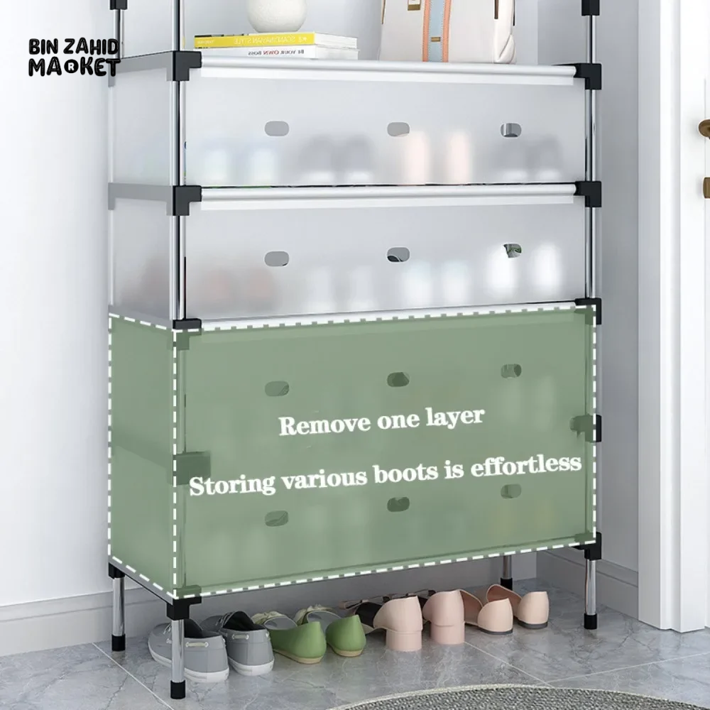 DUSTPROOF SHOE ORGANIZER RACK HEAVY DUTY STORAGE STAND FOR SHOES HEELS TOYS & MORE – HALLWAY DORM & GARAGE - 6 LAYER
