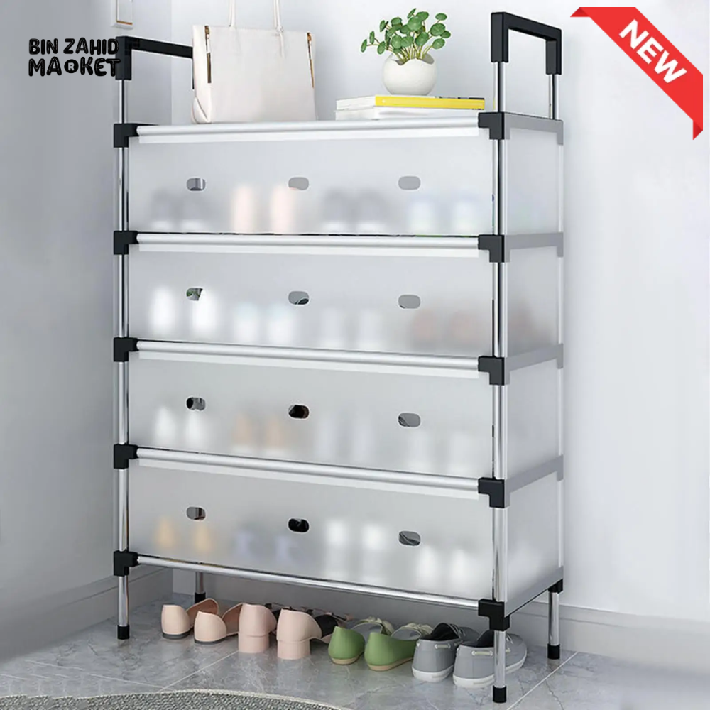 DUSTPROOF SHOE ORGANIZER RACK HEAVY DUTY STORAGE STAND FOR SHOES HEELS TOYS & MORE – HALLWAY DORM & GARAGE - 6 LAYER