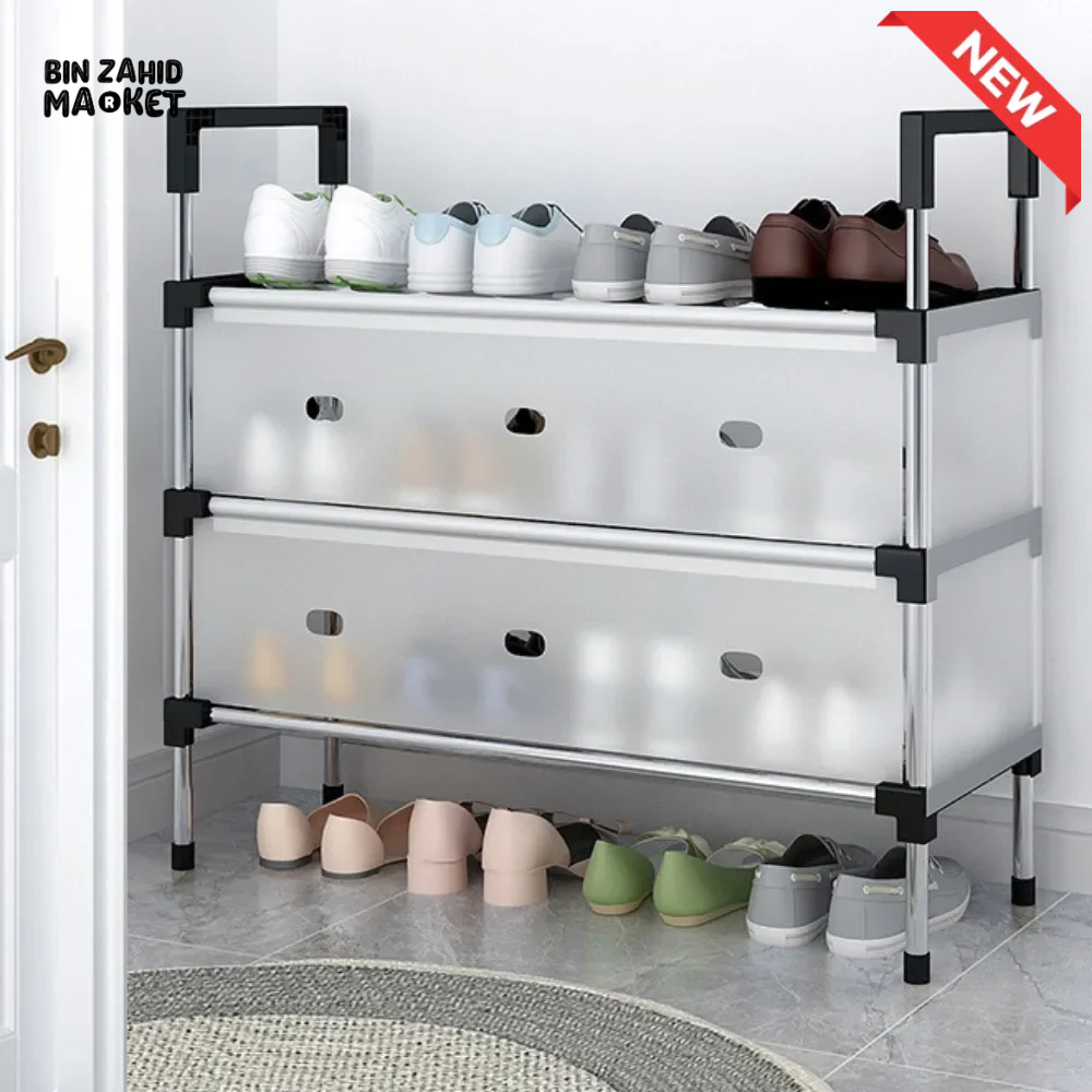 DUSTPROOF SHOE ORGANIZER RACK HEAVY DUTY STORAGE STAND FOR SHOES HEELS TOYS & MORE – HALLWAY DORM & GARAGE - 7 LAYER