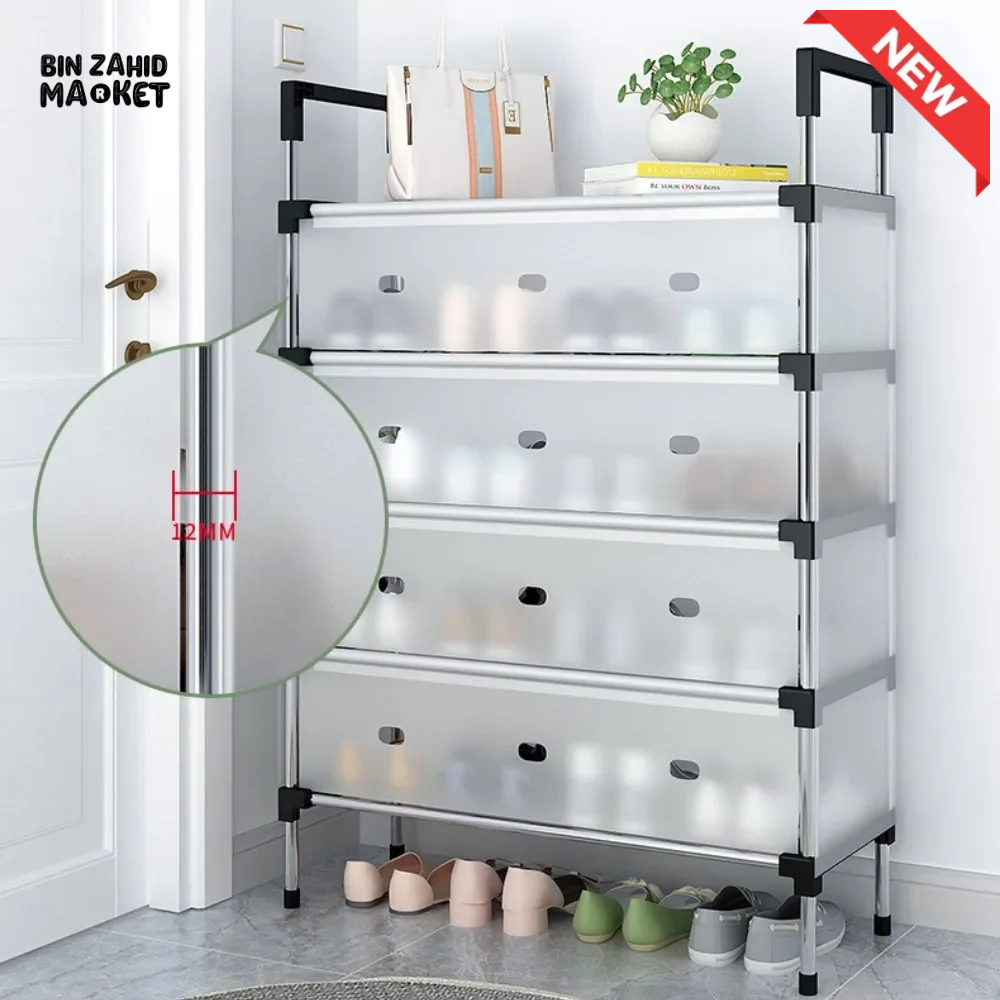 DUSTPROOF SHOE ORGANIZER RACK HEAVY DUTY STORAGE STAND FOR SHOES HEELS TOYS & MORE – HALLWAY DORM & GARAGE - 7 LAYER