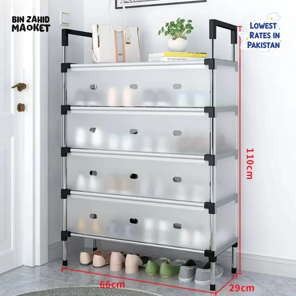 DUSTPROOF SHOE ORGANIZER RACK HEAVY DUTY STORAGE STAND FOR SHOES HEELS TOYS & MORE – HALLWAY DORM & GARAGE - 7 LAYER