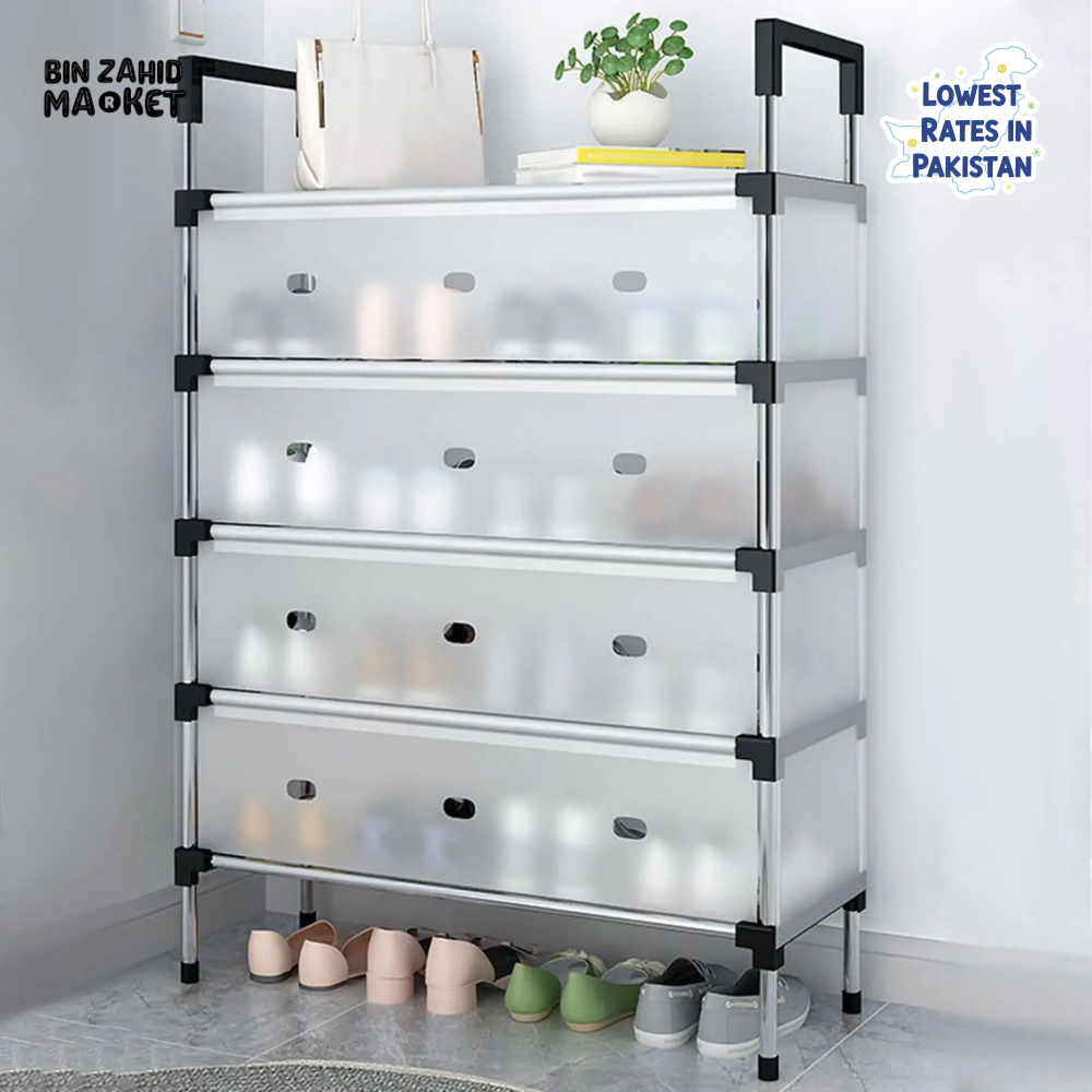 DUSTPROOF SHOE ORGANIZER RACK HEAVY DUTY STORAGE STAND FOR SHOES HEELS TOYS & MORE – HALLWAY DORM & GARAGE - 7 LAYER