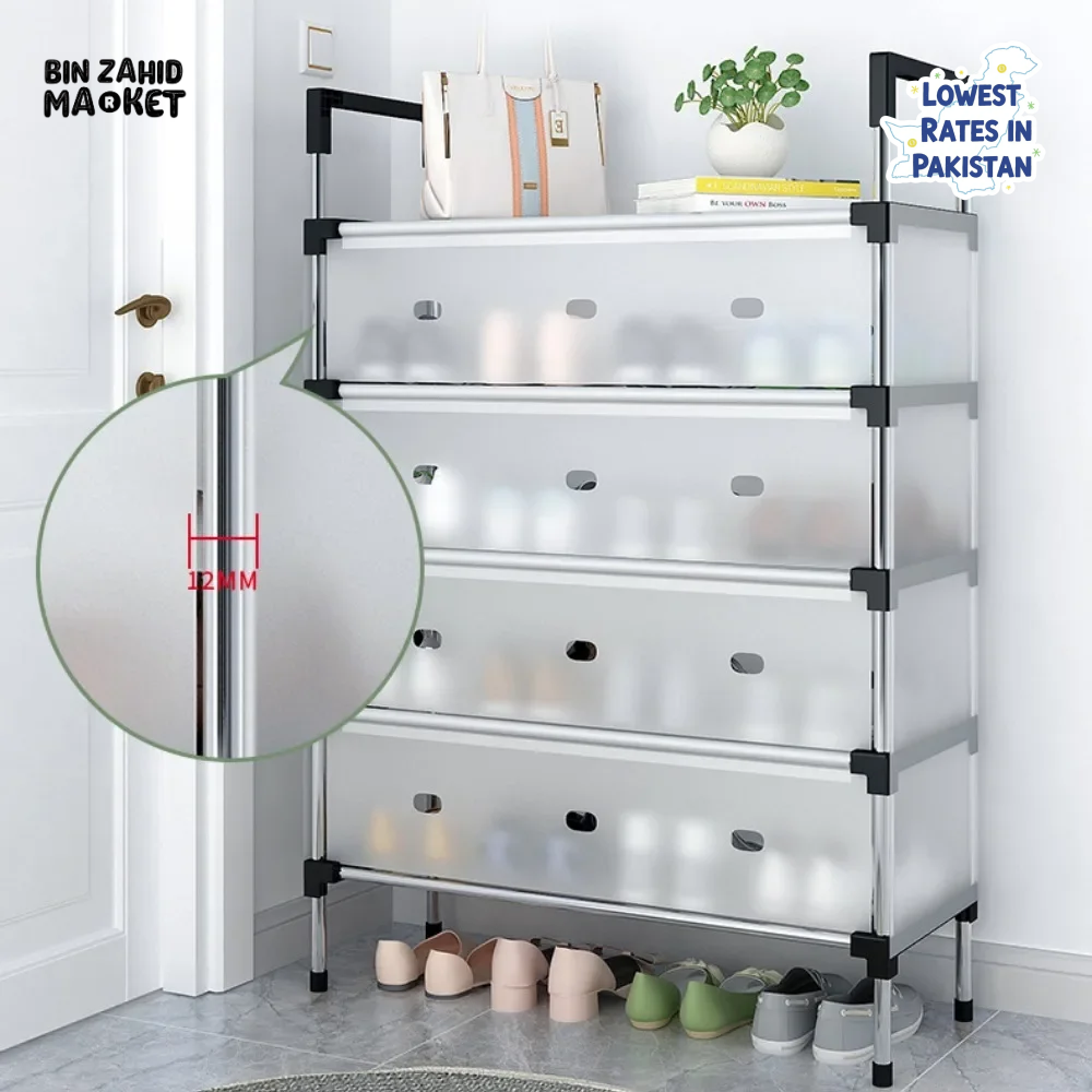 DUSTPROOF SHOE ORGANIZER RACK HEAVY DUTY STORAGE STAND FOR SHOES HEELS TOYS & MORE – HALLWAY DORM & GARAGE - 7 LAYER