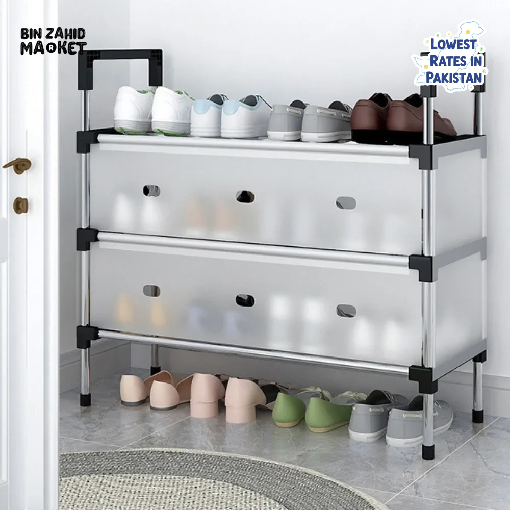DUSTPROOF SHOE ORGANIZER RACK HEAVY DUTY STORAGE STAND FOR SHOES HEELS TOYS & MORE – HALLWAY DORM & GARAGE - 7 LAYER