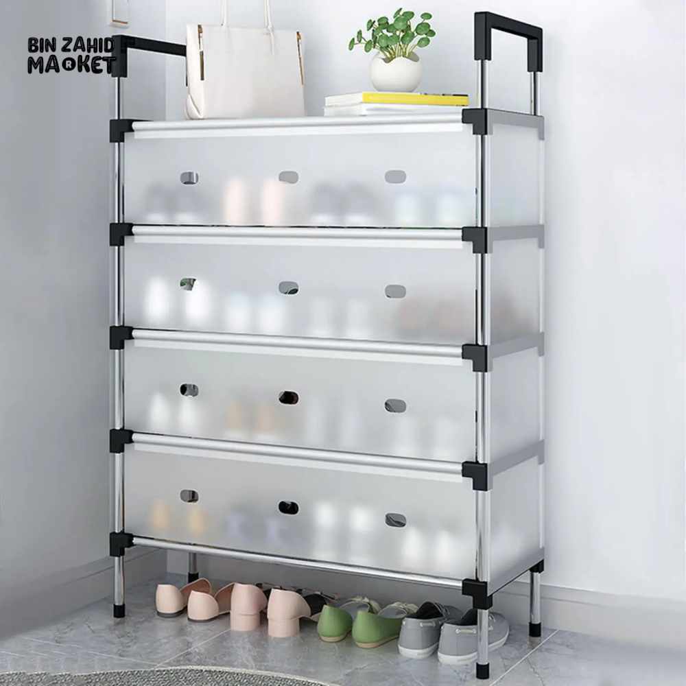 DUSTPROOF SHOE ORGANIZER RACK HEAVY DUTY STORAGE STAND FOR SHOES HEELS TOYS & MORE – HALLWAY DORM & GARAGE - 7 LAYER
