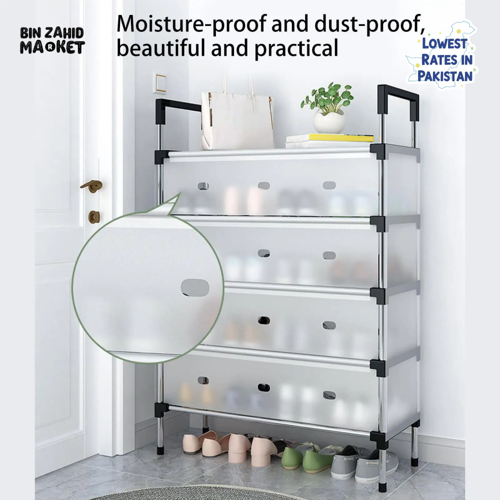 DUSTPROOF SHOE ORGANIZER RACK HEAVY DUTY STORAGE STAND FOR SHOES HEELS TOYS & MORE – HALLWAY DORM & GARAGE - 7 LAYER