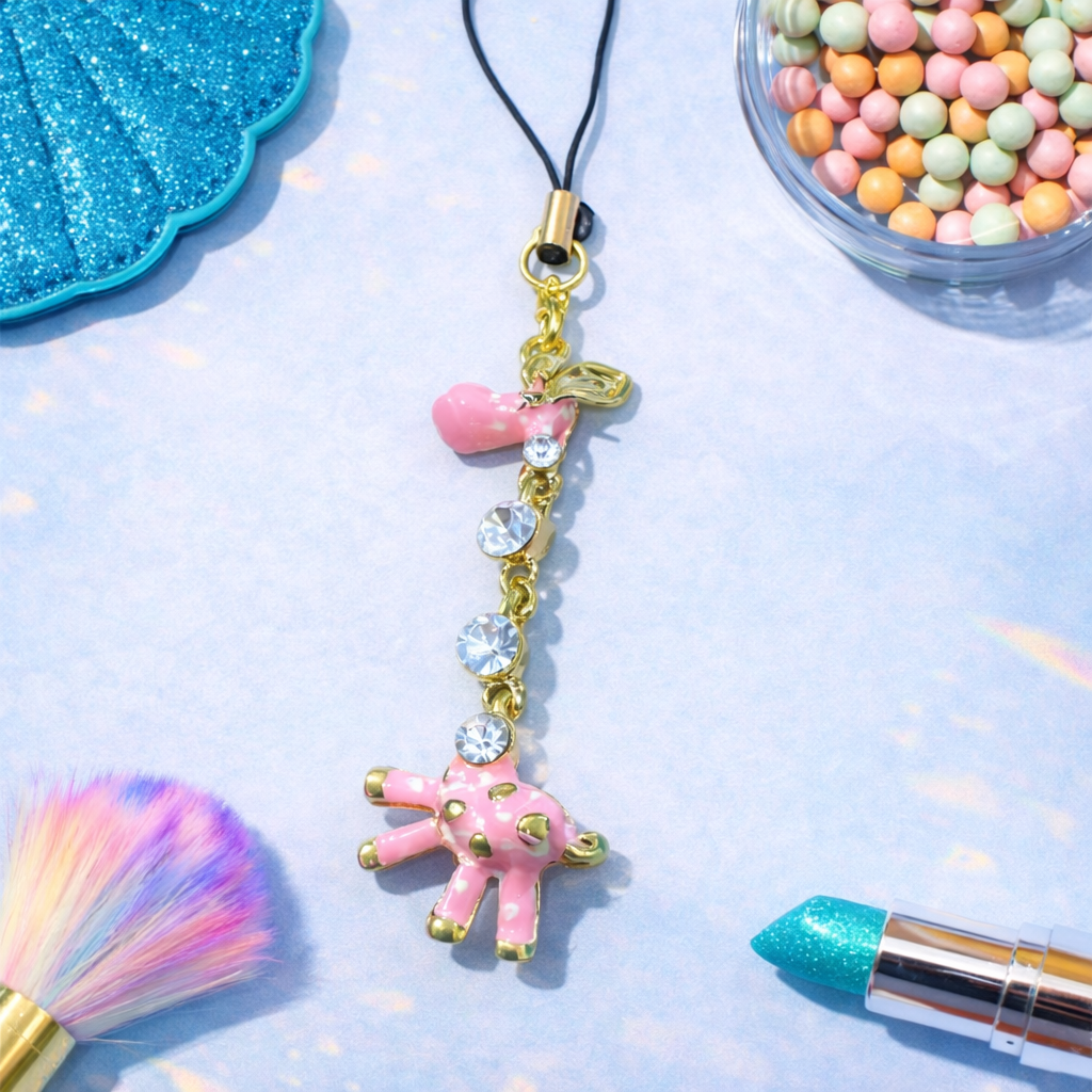 PINK GIRAFFE KEYCHAIN/PHONE CHARM – CUTE BAG CHARM & MOBILE STRAP