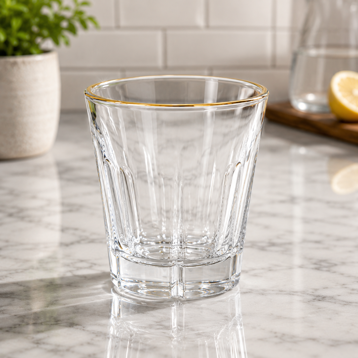 GOLD RIM GLASS TUMBLER