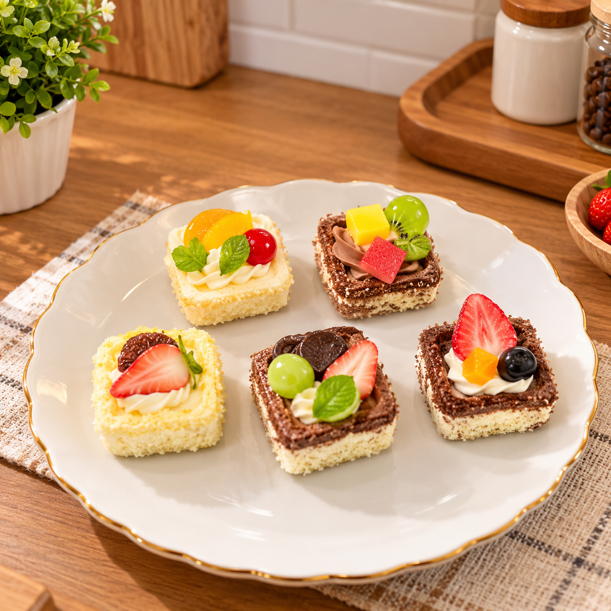 ARTIFICIAL MINI SQUARE CAKE DECOR - 1 PIECE
