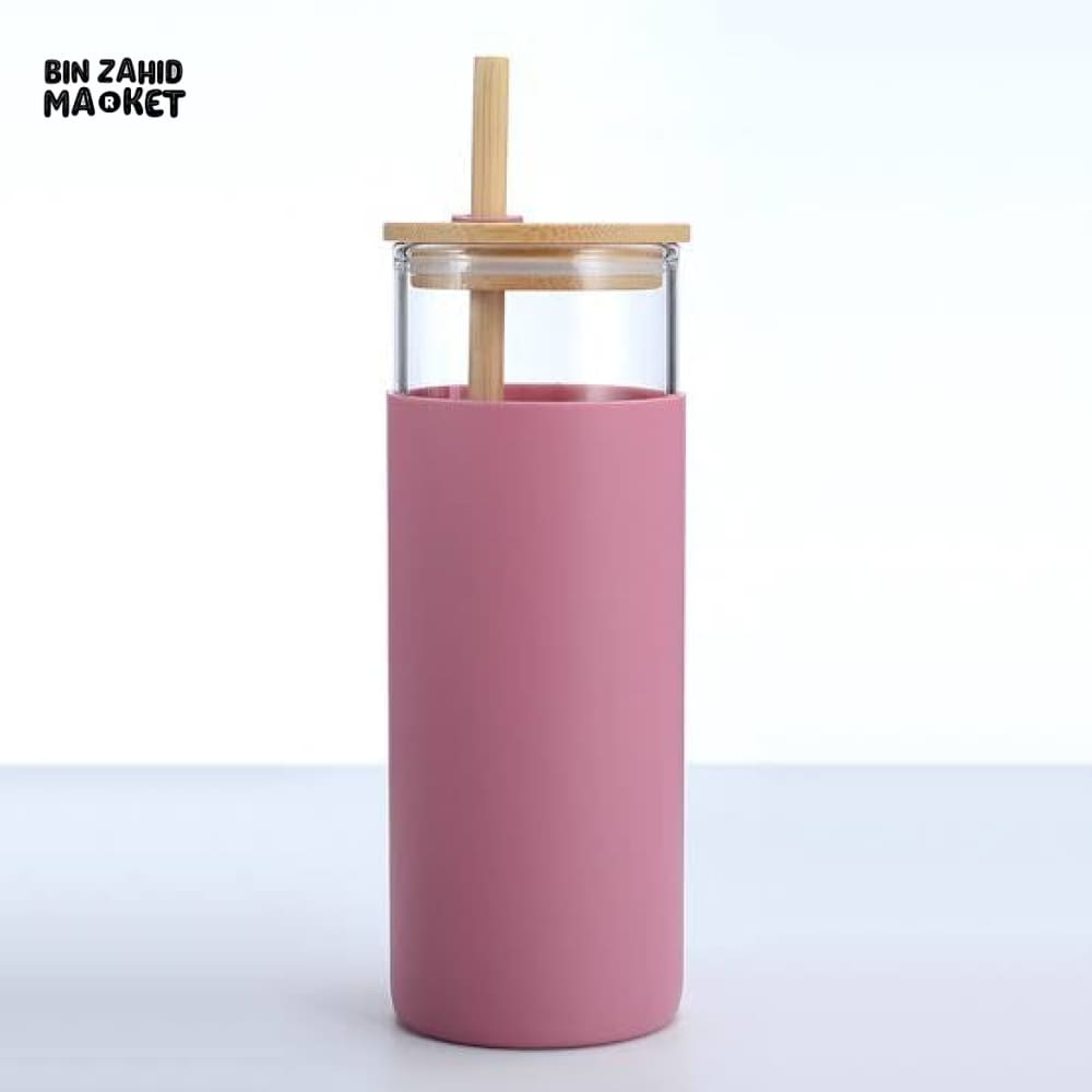 ECO CHIC GLASS TUMBLERS WITH WOODEN STRAW - 550ML