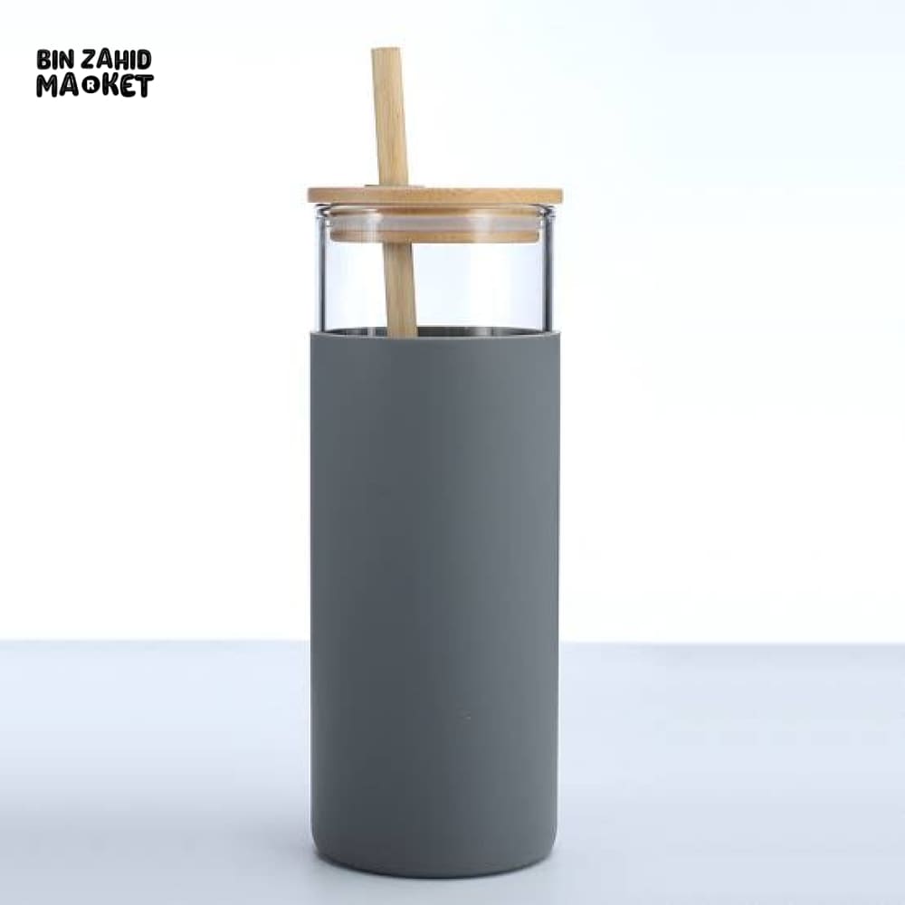 ECO CHIC GLASS TUMBLERS WITH WOODEN STRAW - 550ML
