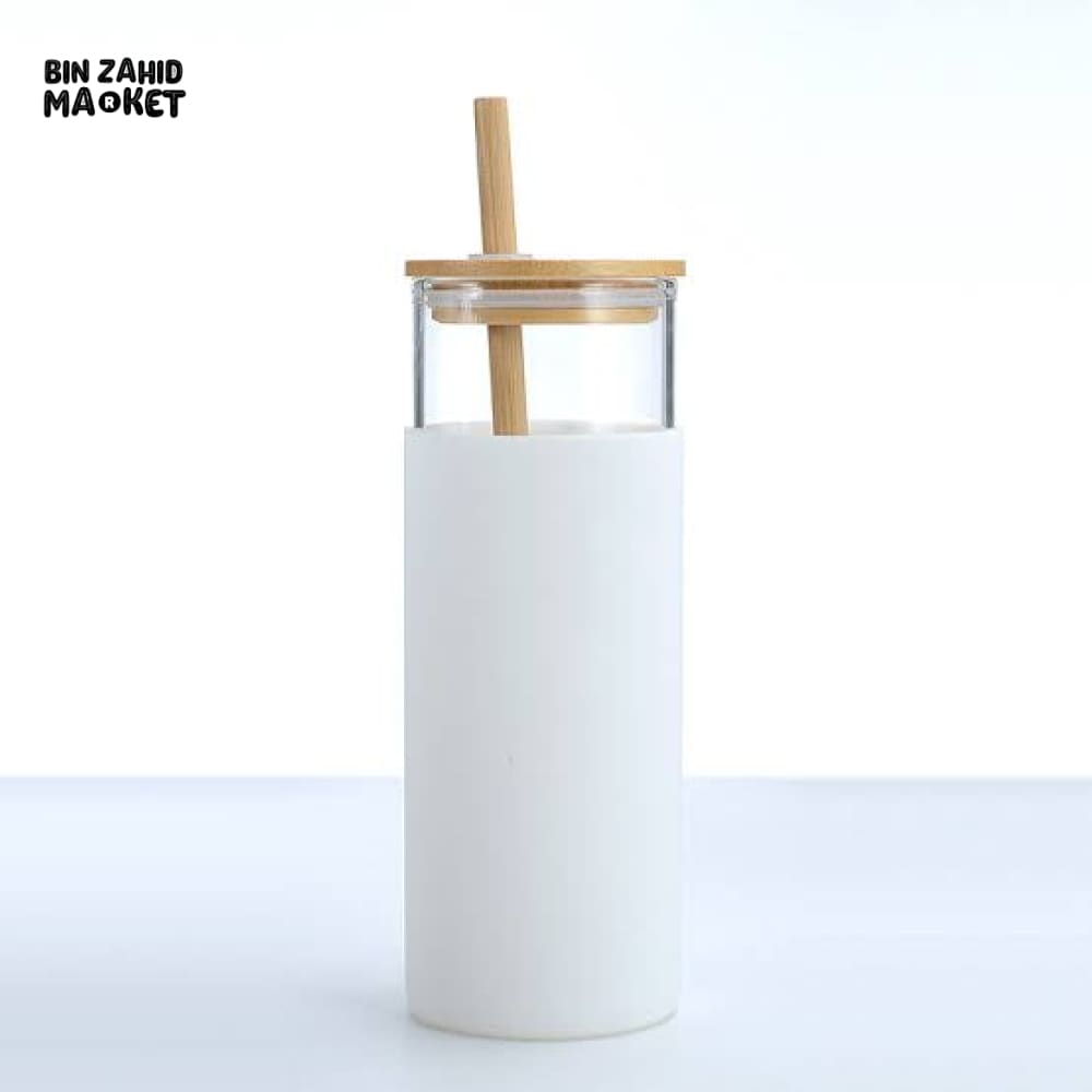 ECO CHIC GLASS TUMBLERS WITH WOODEN STRAW - 550ML