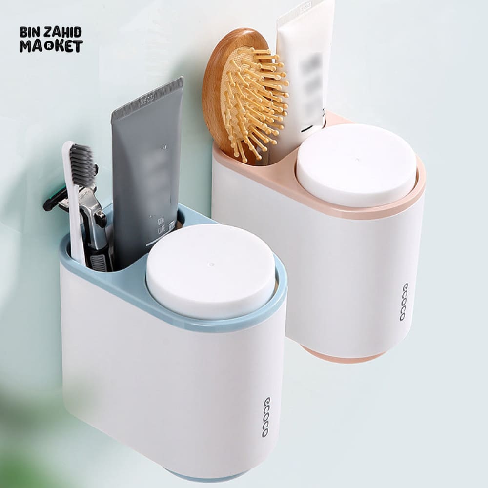 ECOCO AUTOMATIC TOOTHPASTE DISPENSER WITH TOOTHBRUSH HOLDER – MODERN BATHROOM ACCESSORY