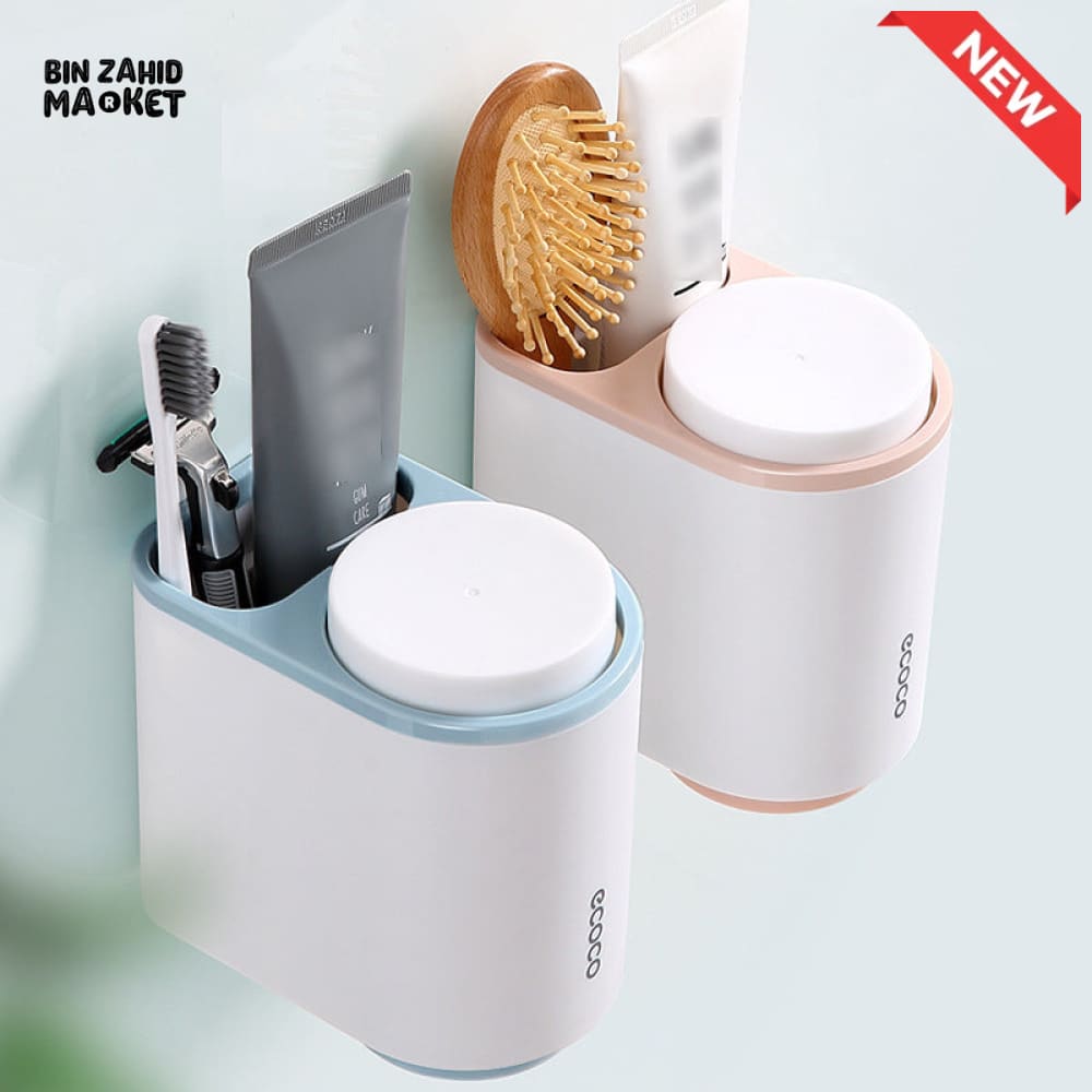 ECOCO AUTOMATIC TOOTHPASTE DISPENSER WITH TOOTHBRUSH HOLDER – MODERN BATHROOM ACCESSORY