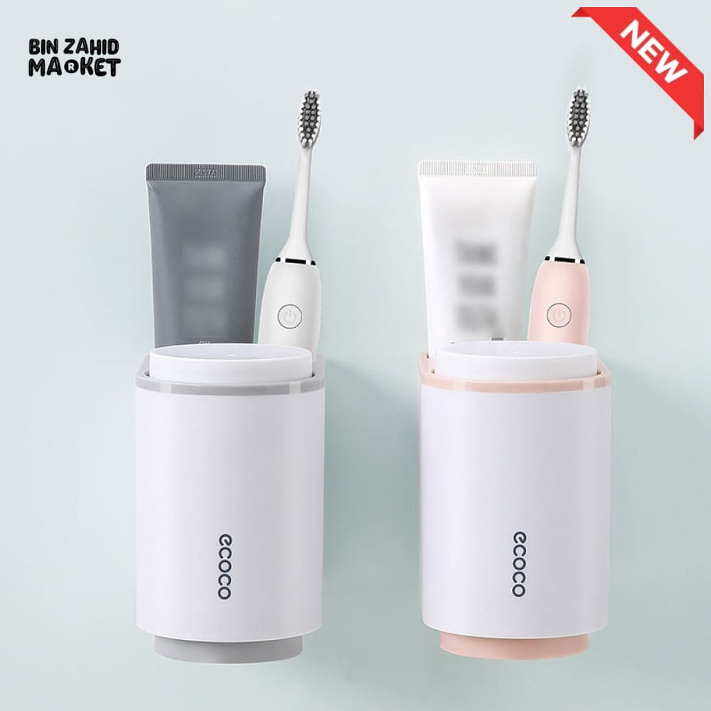 ECOCO AUTOMATIC TOOTHPASTE DISPENSER WITH TOOTHBRUSH HOLDER – MODERN BATHROOM ACCESSORY