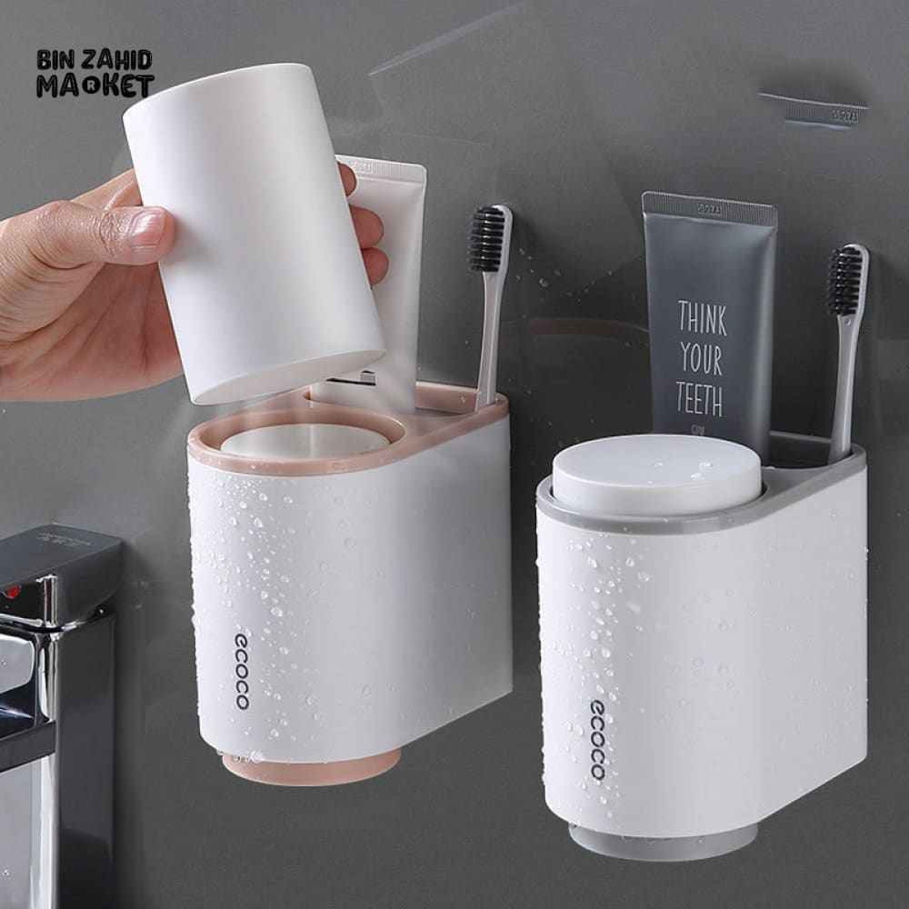 ECOCO AUTOMATIC TOOTHPASTE DISPENSER WITH TOOTHBRUSH HOLDER – MODERN BATHROOM ACCESSORY