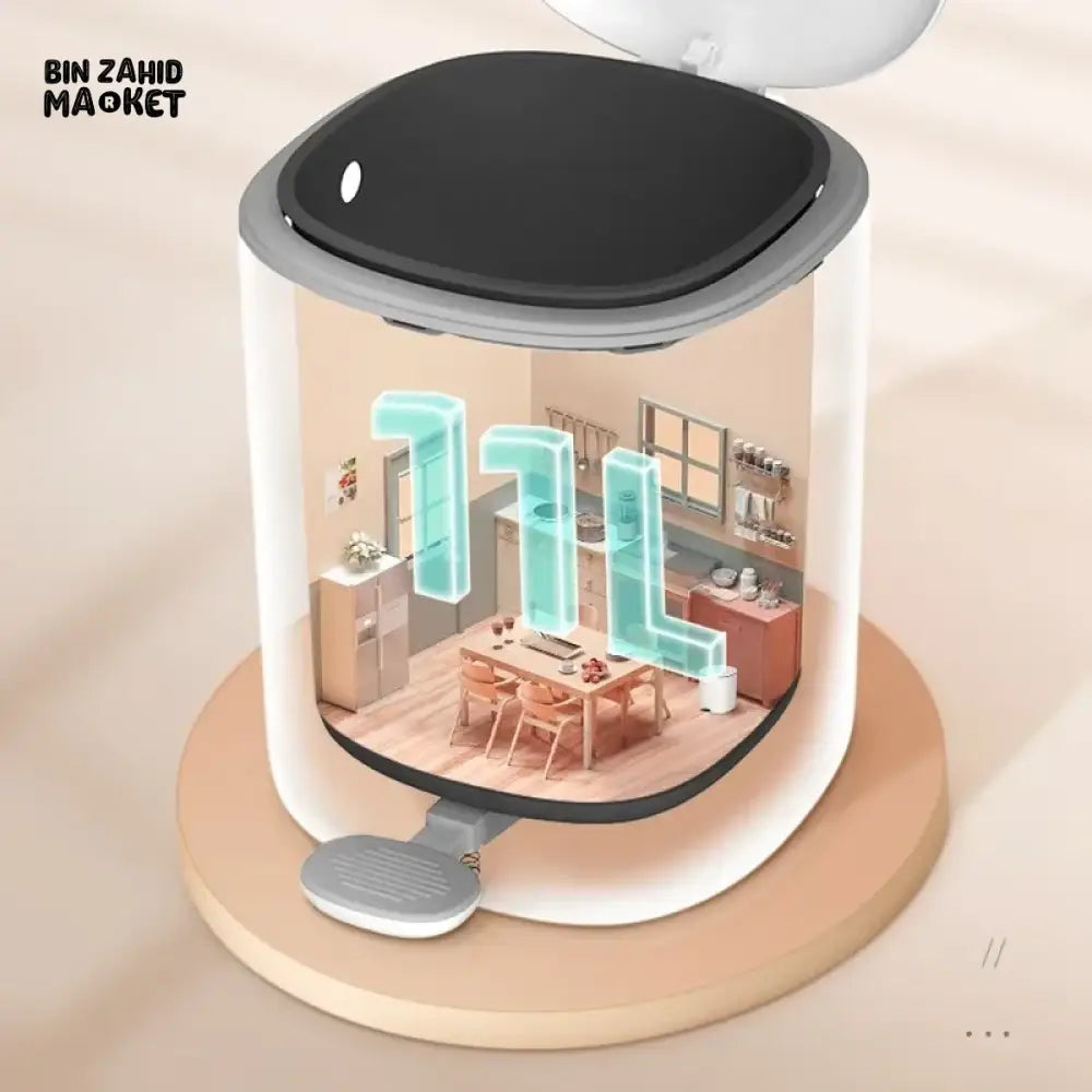 ECOCO FOOT-PEDAL TRASH CAN WITH LID 11L – LARGE-CAPACITY COVERED DUSTBIN FOR KITCHEN BATHROOM BEDROOM & LIVING ROOM