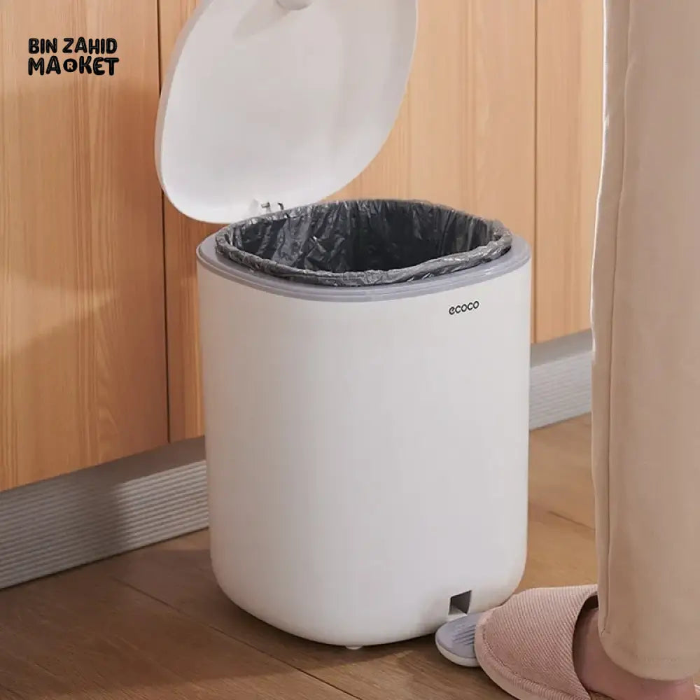 ECOCO FOOT-PEDAL TRASH CAN WITH LID 11L β LARGE-CAPACITY COVERED DUSTBIN FOR KITCHEN BATHROOM BEDROOM & LIVING ROOM