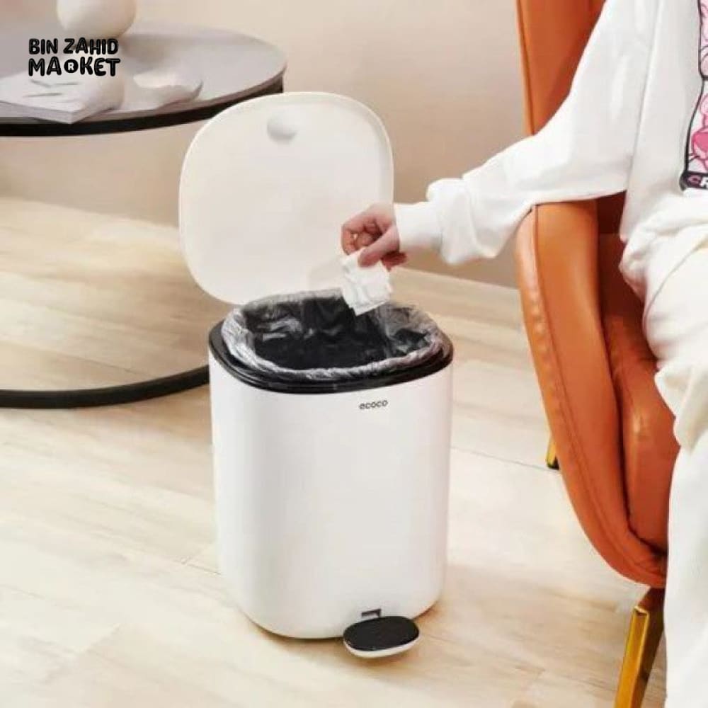 ECOCO FOOT-PEDAL TRASH CAN WITH LID 11L – LARGE-CAPACITY COVERED DUSTBIN FOR KITCHEN BATHROOM BEDROOM & LIVING ROOM