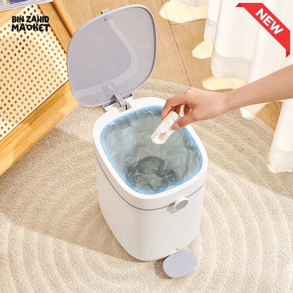 ECOCO HANDS-FREE FOOT PEDAL TRASH CAN 12 LITRE – COMPACT WASTE SOLUTION