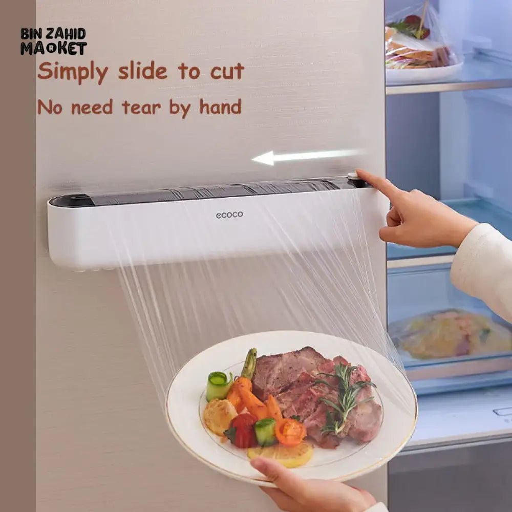 ECOCO PLASTIC WRAP DISPENSER WITH CUTTER – WRAP INCLUDED