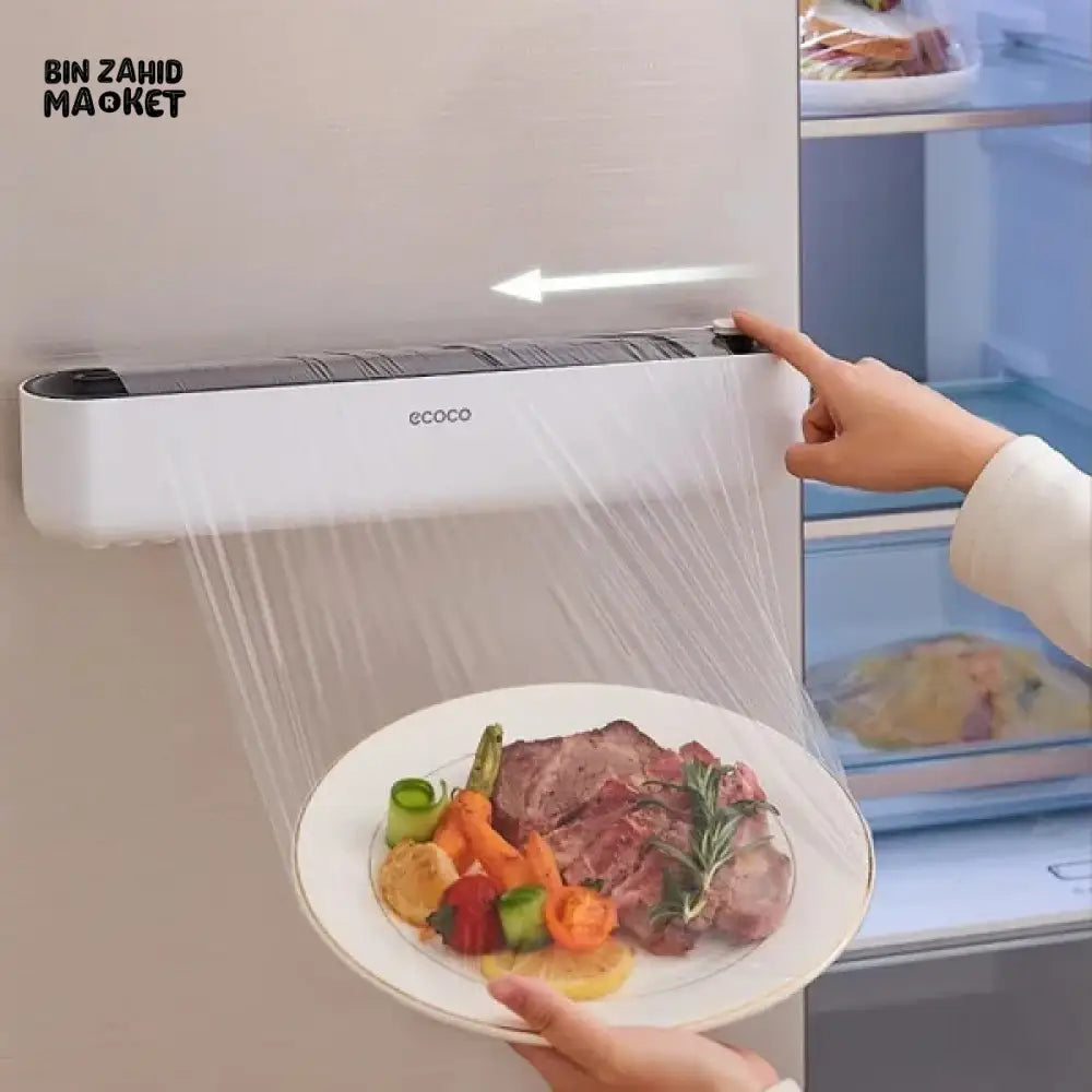 ECOCO PLASTIC WRAP DISPENSER WITH CUTTER – WRAP INCLUDED