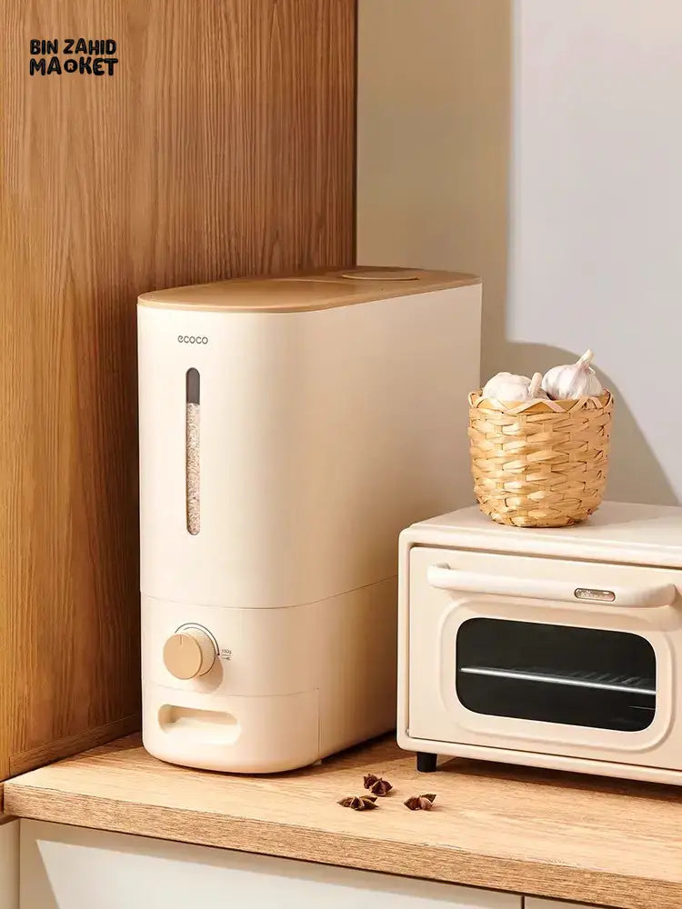 ECOCO QUANTITATIVE RICE BUCKET – 10KG AIRTIGHT GRAIN STORAGE CONTAINER WITH DISPENSER