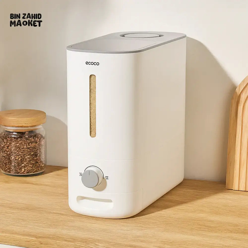 ECOCO QUANTITATIVE RICE BUCKET – 10KG AIRTIGHT GRAIN STORAGE CONTAINER WITH DISPENSER