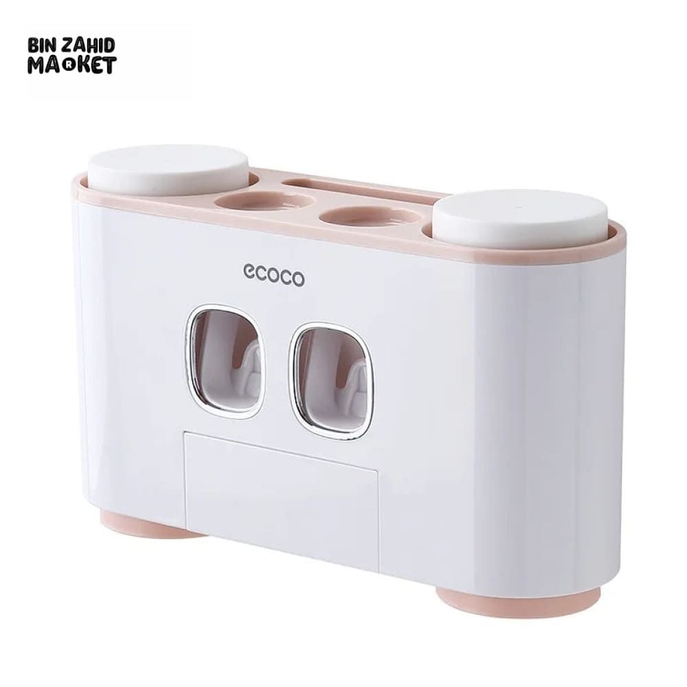 ECOCO TOOTHBRUSH HOLDER SET – 4 CUPS FOR FAMILY OF FOUR NO-DRILL WALL MOUNT