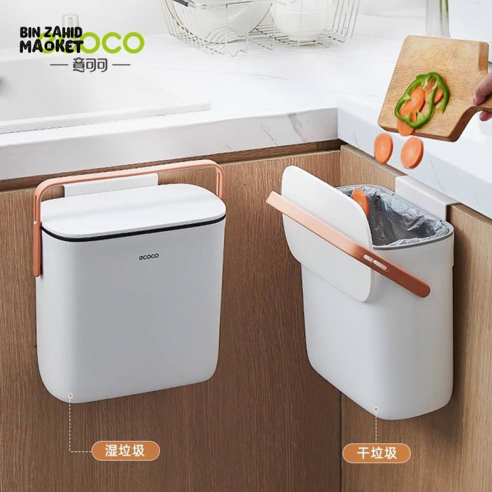 ECOCO WALL-MOUNT KITCHEN & BATHROOM TRASH BIN WITH LID – SPACE SAVING