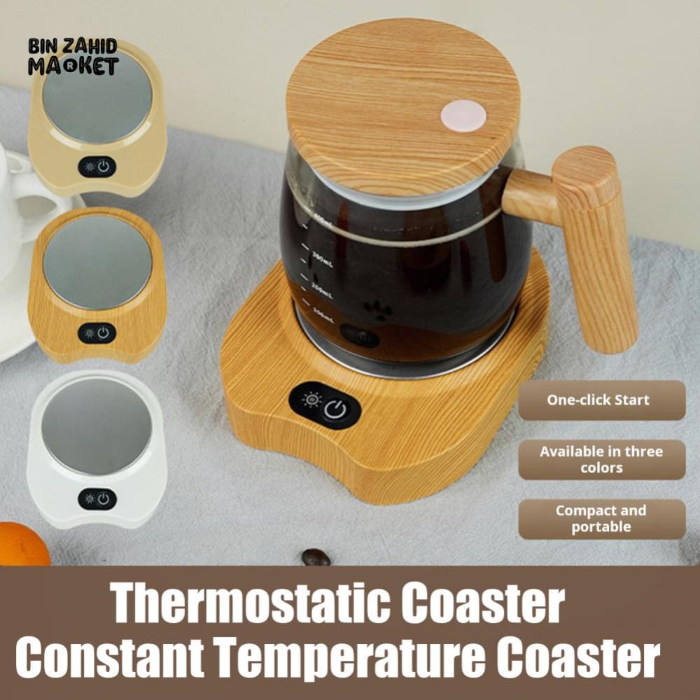 ELECTRIC COFFEE WARMER PLATE – SMART AUTO SHUT-OFF 3 TEMPERATURES WATERPROOF COASTER