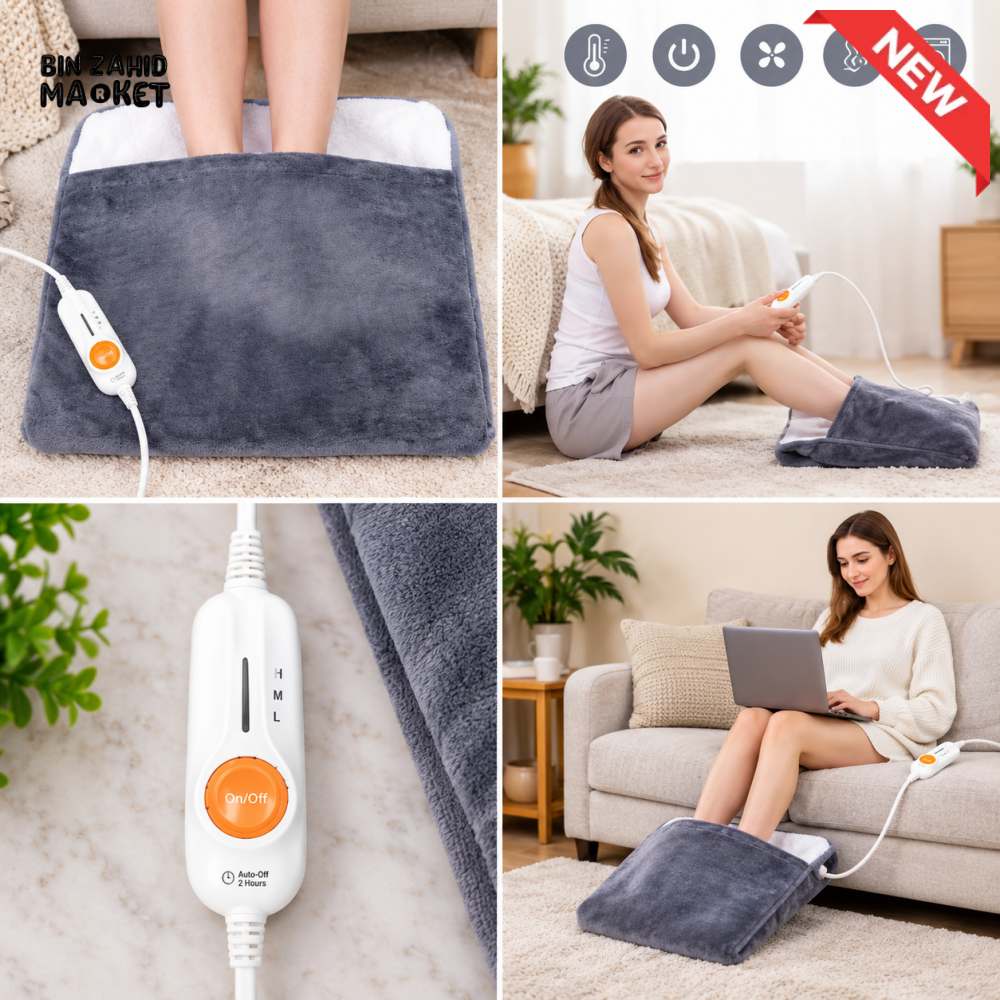 ELECTRIC PLUSH FOOT WARMER WITH 3 HEAT SETTINGS AND AUTO-OFF CONTROL