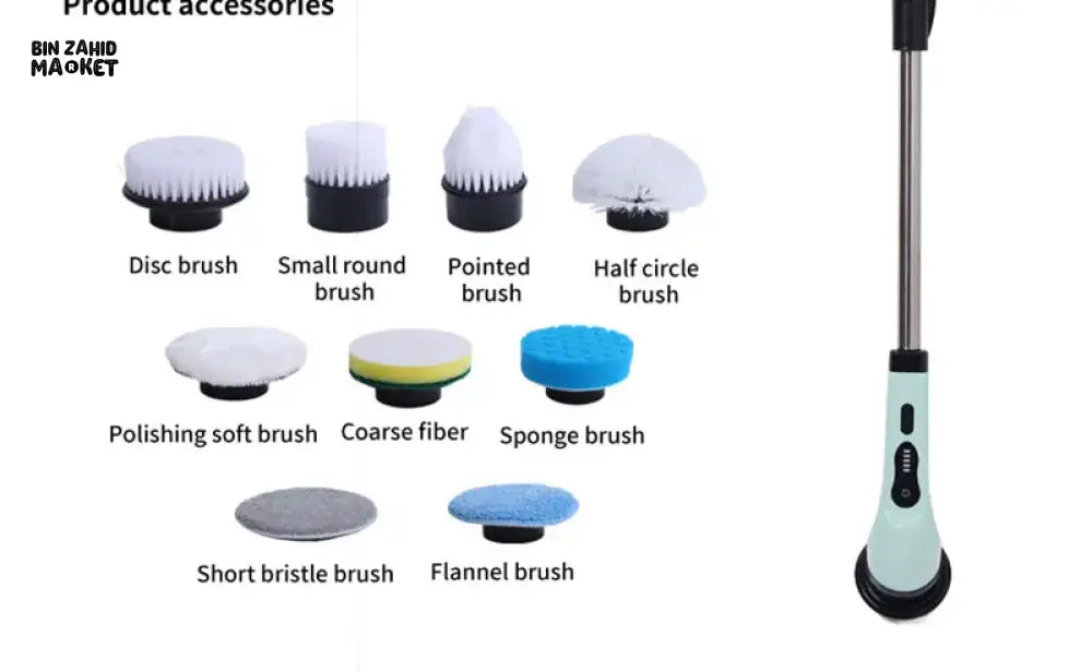ELECTRIC SPIN SCRUBBER 9-IN-1 CORDLESS ROTATING CLEANING BRUSH FOR BATHROOM KITCHEN & TOILET CLEANING