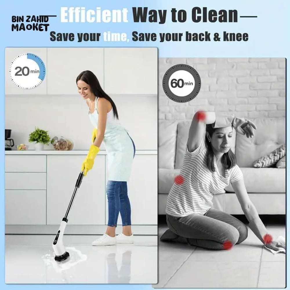 ELECTRIC SPIN SCRUBBER 9-IN-1 CORDLESS ROTATING CLEANING BRUSH FOR BATHROOM KITCHEN & TOILET CLEANING